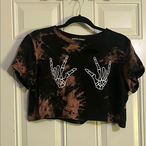 Sofia's Choice Black and Brown Tie-Dye Crop Top
